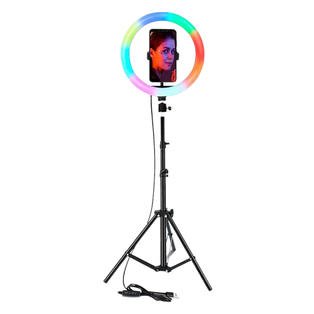 ARO DE LUZ LED RGB + TRIPODE RD-36 CON EFECTO ARCO IRIS