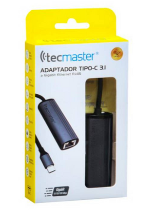 Adaptador Tecmaster Tipo-C 3.1 a RJ45 Gigabit Ethernet 1Gbps