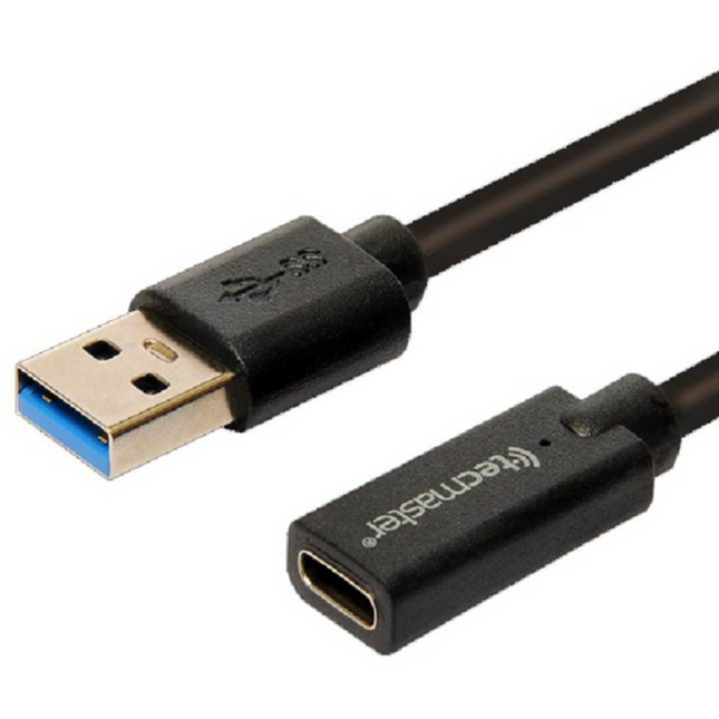 CABLE TECMASTER OTG USB 3.0 MACHO A TIPO-C 3.2 HEMBRA 5 GBPS 20W 1.5 MTS