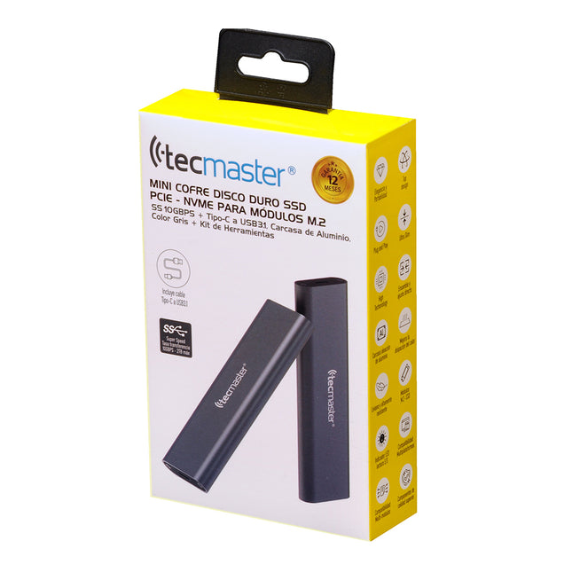 MINI COFRE TECMASTER PARA MODULOS M.2 CON CARCASA DE ALUMINIO