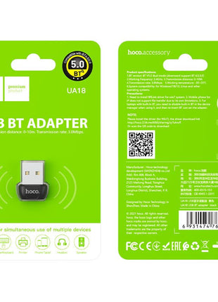 ADAPTADOR HOCO UA18 USB A BLUETOOTH 5.0 - Technosun