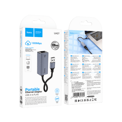 ADAPTADOR HOCO UA37 USB A RJ45 1000 MBPS - Technosun