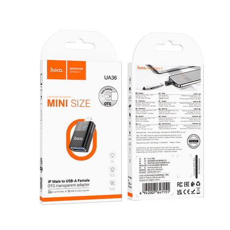 ADAPTADOR OTG HOCO UA36 LIGHTNING A USB - A 480 MBPS - Technosun