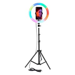 ARO DE LUZ LED RGB + TRIPODE RD - 36 CON EFECTO ARCO IRIS - Technosun