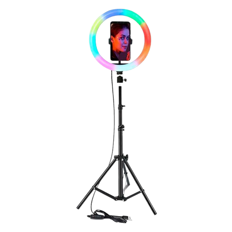 ARO DE LUZ LED RGB + TRIPODE RD - 36 CON EFECTO ARCO IRIS - Technosun
