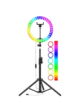 ARO DE LUZ LED RGB + TRIPODE RD - 36 CON EFECTO ARCO IRIS - Technosun