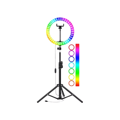 ARO DE LUZ LED RGB + TRIPODE RD - 36 CON EFECTO ARCO IRIS - Technosun