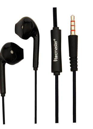 AUDIFONOS TECMASTER ERGONOMICOS INTRAUDITIVOS 1.25 MT 3.5MM NEGROS - Technosun