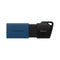 Memoria USB Kingston Exodia M de 64GB en color negro con capuchón azul sobre fondo blanco