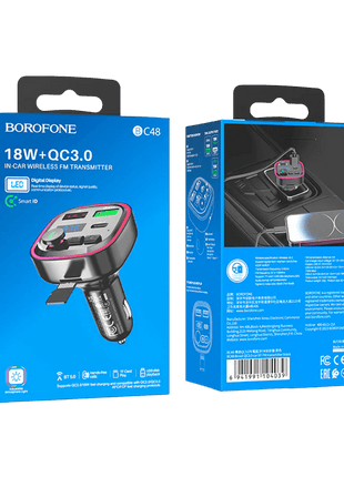Borofone BC48 – Transmisor Bluetooth para Auto con AUX y Manos Libres - Technosun