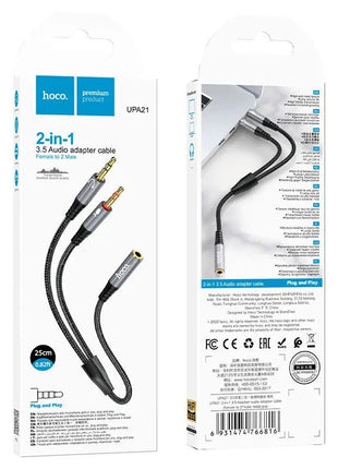 Cable Adaptador de Audio Auxiliar 3.5mm Hoco UPA21 Trenzado - Technosun