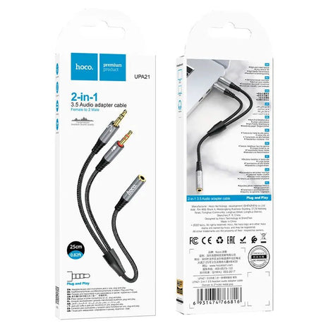 Cable Adaptador de Audio Auxiliar 3.5mm Hoco UPA21 Trenzado - Technosun