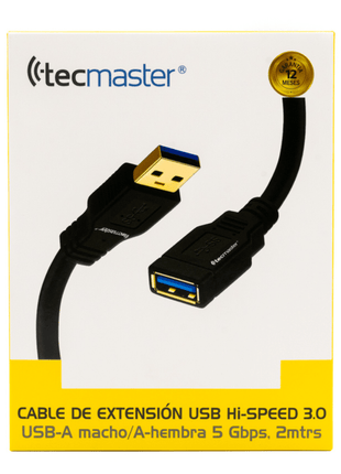 Cable Extensión Tecmaster USB 3.0 Macho a Hembra – 2 Metros (5Gbps) - Technosun