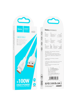 CABLE HOCO X93 FORCE USB A TIPO C 1M 100W - Technosun