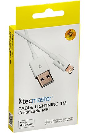 Cable Tecmaster iPhone USB a Lightning Certificado MFi (1m) - Technosun