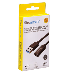 CABLE TECMASTER OTG USB 3.0 MACHO A TIPO - C 3.2 HEMBRA 5 GBPS 20W 1.5 MTS - Technosun