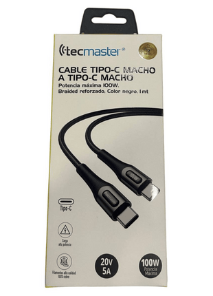 CABLE TECMASTER TIPO - C A TIPO - C REFORZADO HASTA 100W 1M - Technosun