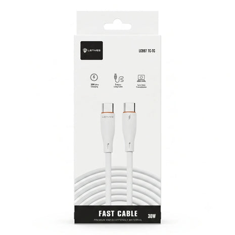 Cable Tipo C a Tipo C Lenyes LC997 30W 3 Metros Blanco - Technosun