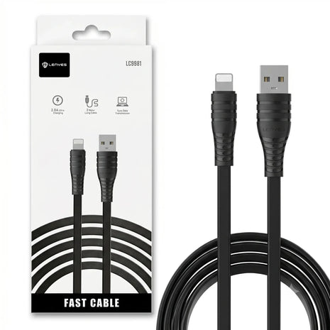 Cable USB a Lightning Lenyes LC998I 2M Carga Rápida Negro - Technosun