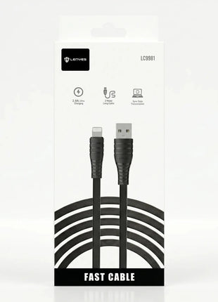 Cable USB a Lightning Lenyes LC998I 2M Carga Rápida Negro - Technosun