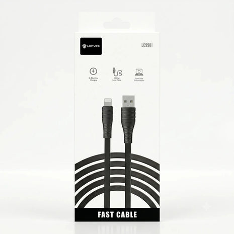 Cable USB a Lightning Lenyes LC998I 2M Carga Rápida Negro - Technosun