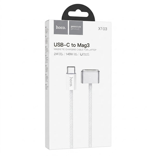 Cable de Carga Hoco X103 USB-C a MagSafe 3 Trenzado Blanco 2M