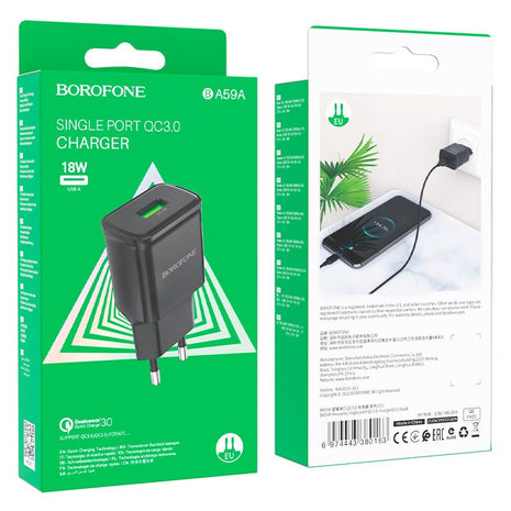 CARGADOR BOROFONE BA59A UN PUERTO QC3.0 18W - Technosun