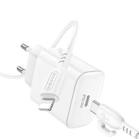 CARGADOR BOROFONE BA81A PD 20W + CABLE LIGHTNING PARA IPHONE - Technosun