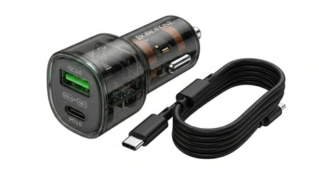 Cargador de Auto Borofone BZ25 20W + 18W Carga Rápida PD + Cable USB - C - Technosun