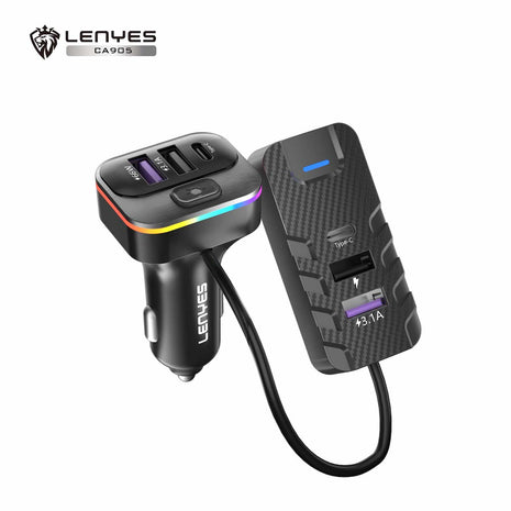 CARGADOR DE AUTO LENYES CA905 66W + HUB - Technosun