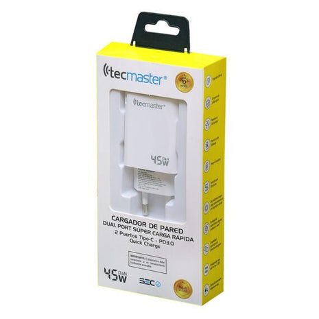 CARGADOR DE PARED TECMASTER 2 PUERTOS TIPO - C 45W - Technosun