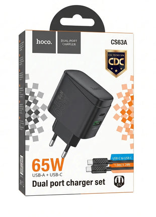 Cargador Hoco CS63A 65W GaN Dual Port + Cable Tipo C - Technosun