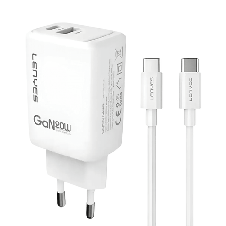 CARGADOR LENYES 20W GAN + CABLE USB C - Technosun
