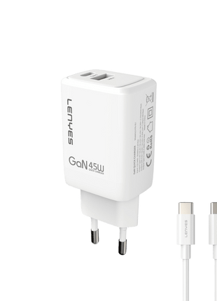 CARGADOR LENYES 45W GAN + CABLE USB C - Technosun