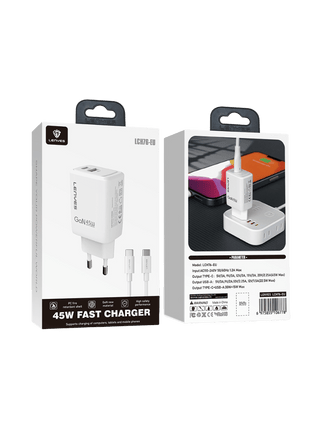 CARGADOR LENYES 45W GAN + CABLE USB C - Technosun