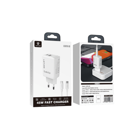 CARGADOR LENYES 45W GAN + CABLE USB C - Technosun