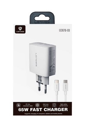 CARGADOR LENYES 65W GAN + CABLE USB C - Technosun