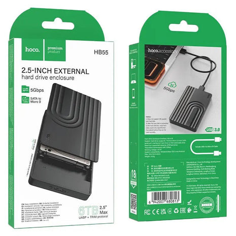 Cofre Disco Duro 2.5 Hoco HB55 USB 3.0 SATA Negro - Technosun