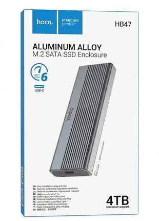 Enclosure M.2 SATA Hoco HB47 Aluminum Alloy SSD 4TB Gris - Technosun