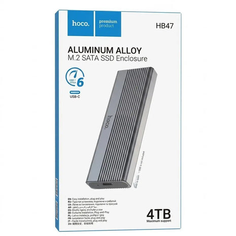 Enclosure M.2 SATA Hoco HB47 Aluminum Alloy SSD 4TB Gris - Technosun
