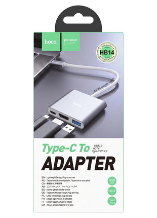 Adaptador Hoco HB14 Hub Tipo C a HDMI y USB 3.0