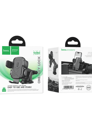 Hoco H65 Gamble Negro – Soporte de Celular para Auto con Sujeción Ajustable - Technosun
