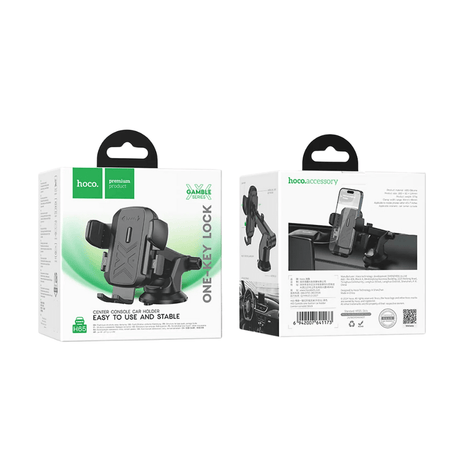 Hoco H65 Gamble Negro – Soporte de Celular para Auto con Sujeción Ajustable - Technosun