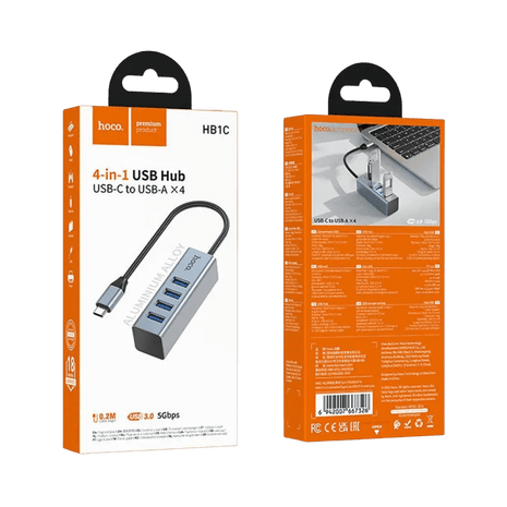 Hoco HB1C Hub 4 en 1 USB - C a 4 USB - A USB 3.0 - Technosun