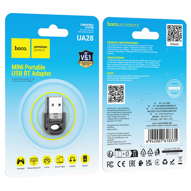ADAPTADOR HOCO UA28 USB A BLUETOOTH 5.1