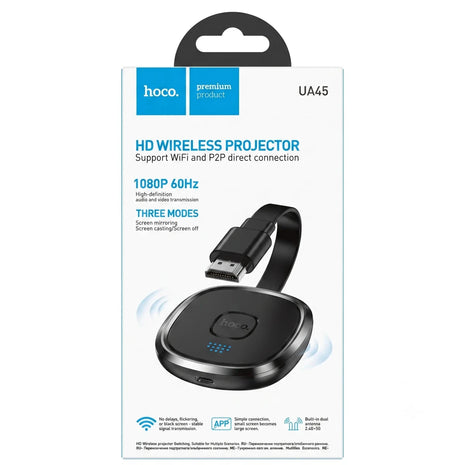 Hoco UA45 Adaptador Inalámbrico HDMI 1080P Negro para Presentaciones - Technosun
