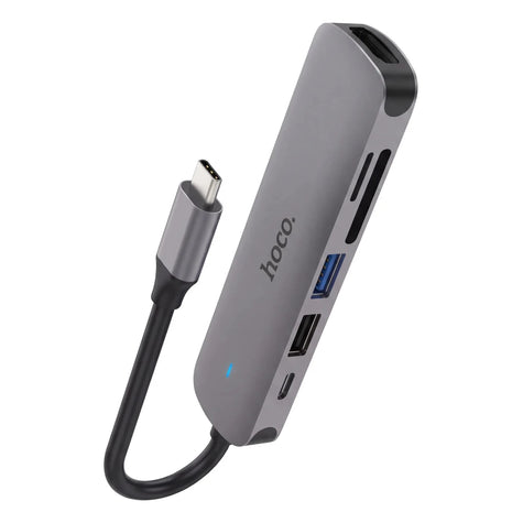 Hub USB-C 6 en 1 Hoco HB28 HDMI 4K PD 100W Aluminio - Technosun