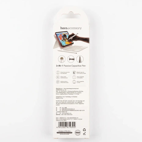 Lápiz Stylus 3 en 1 Hoco GM111 Universal Touch – Blanco - Technosun