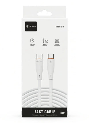 Cable Tipo C a Tipo C Lenyes LC997 30W 3 Metros Blanco