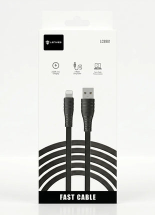 Cable USB a Lightning Lenyes LC998I 2M Carga Rápida Negro
